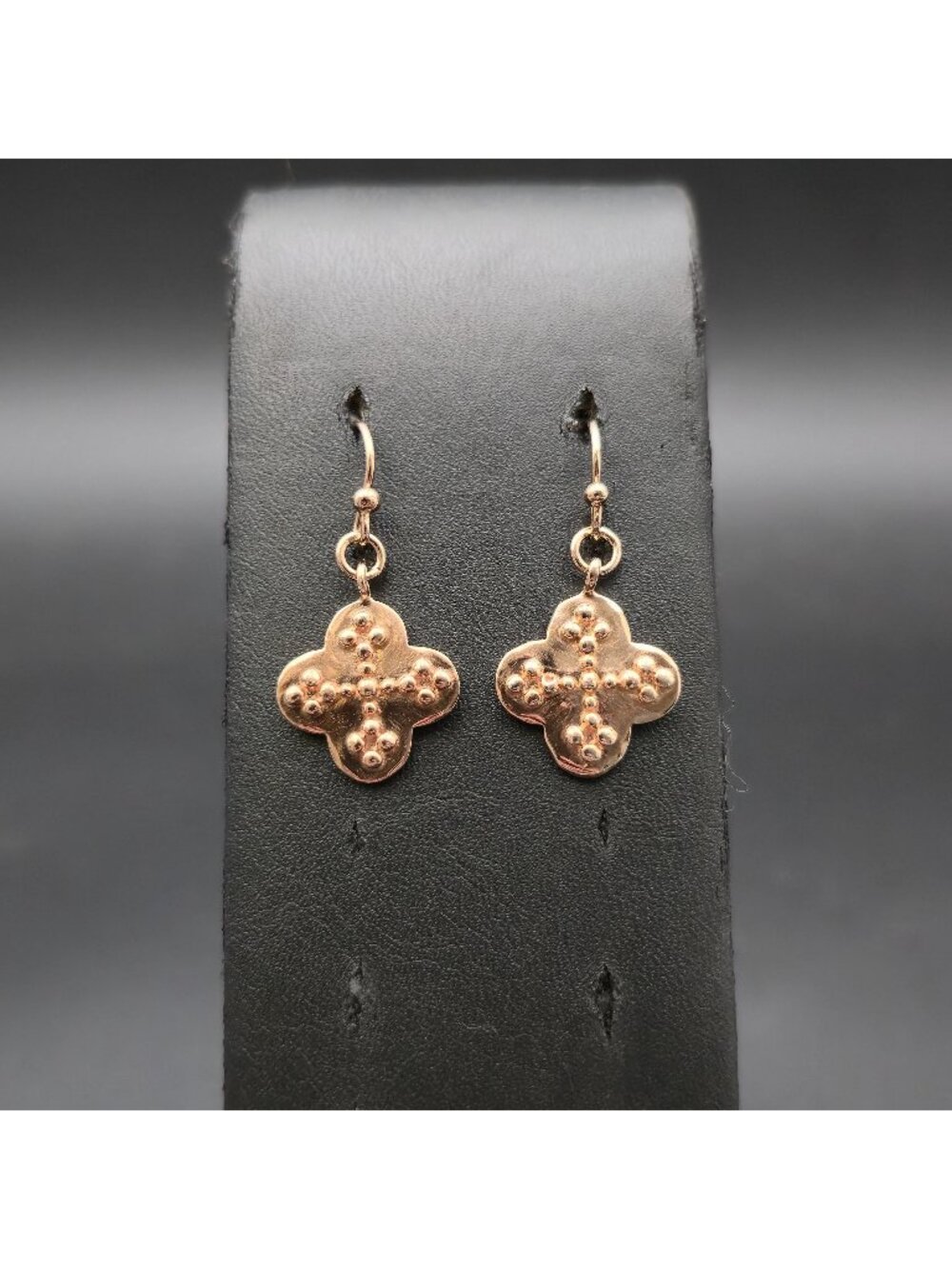 Barse Rose Gold Plated Sterling Silver Clover Drop Earrings A8787